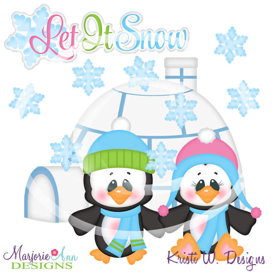 Let It Snow Penguins SVG Cutting Files + Clipart - Click Image to Close